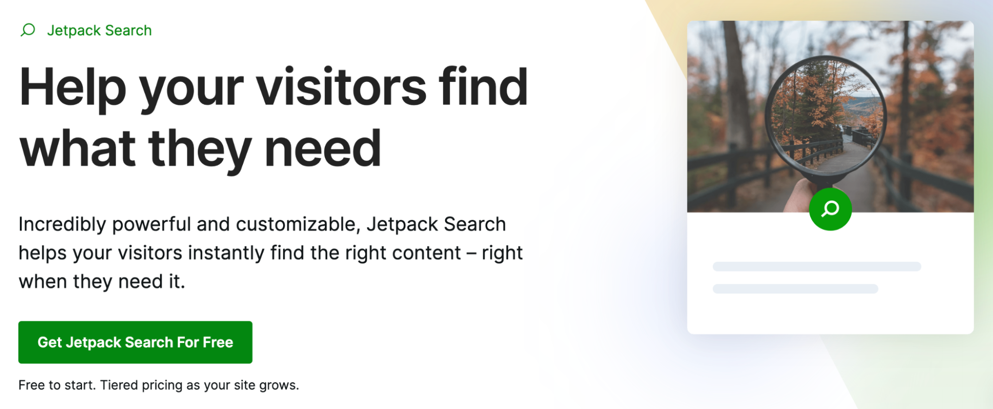 Diseño de la página de inicio de Jetpack Search