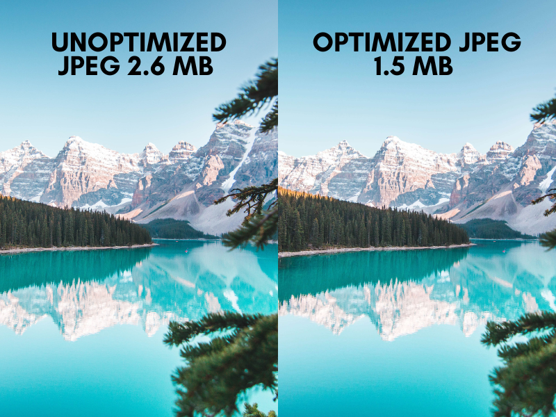 unoptimized vs. optimized image side by side