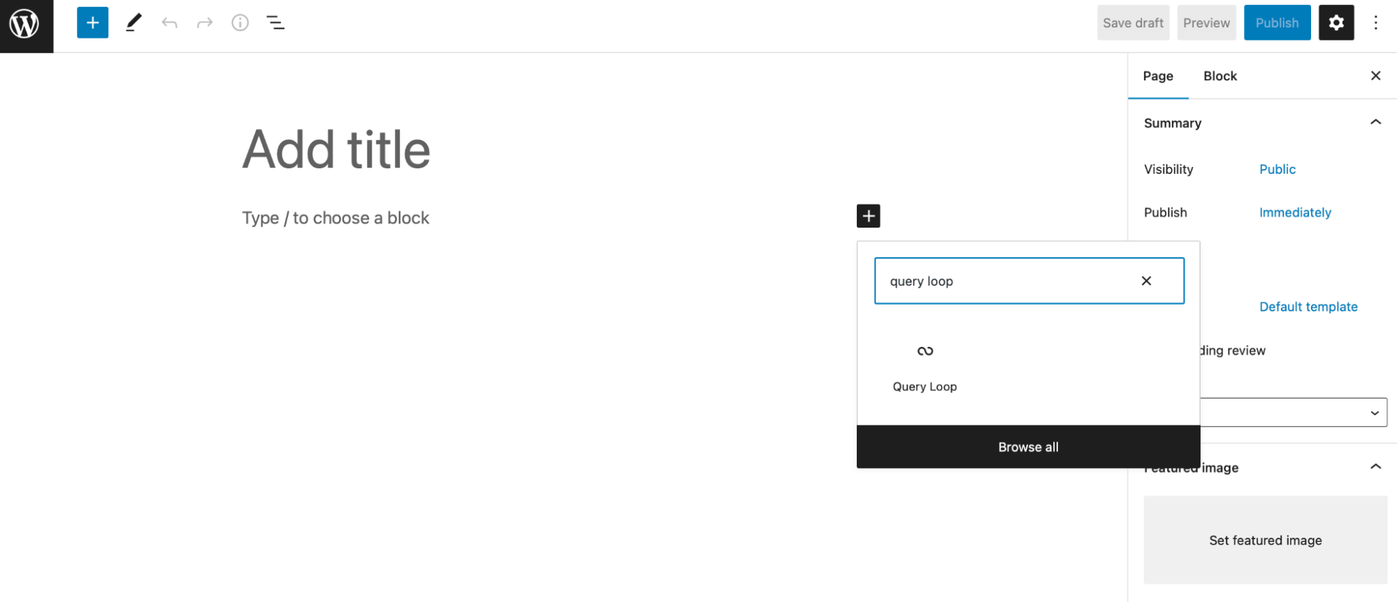 buscar el bloque Bucle de consulta en WordPress