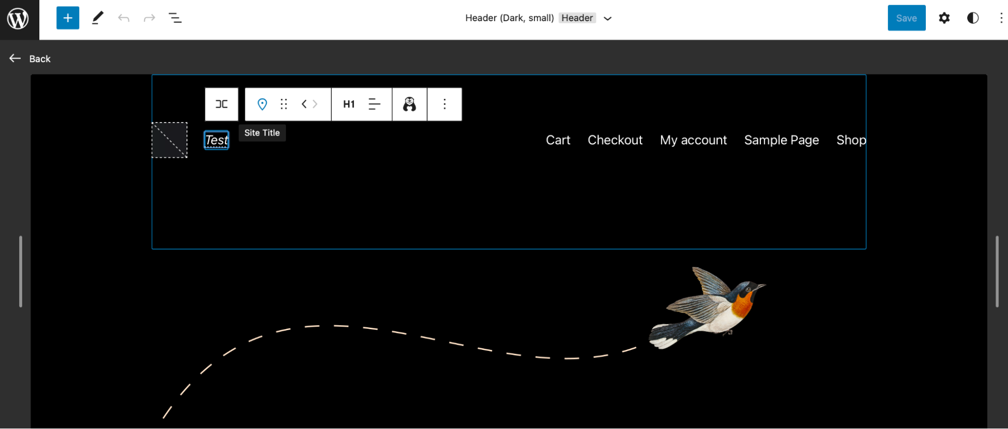 example of the Site Editor in action