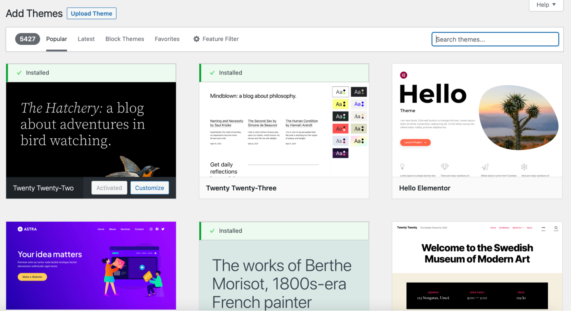adding a new theme in WordPress