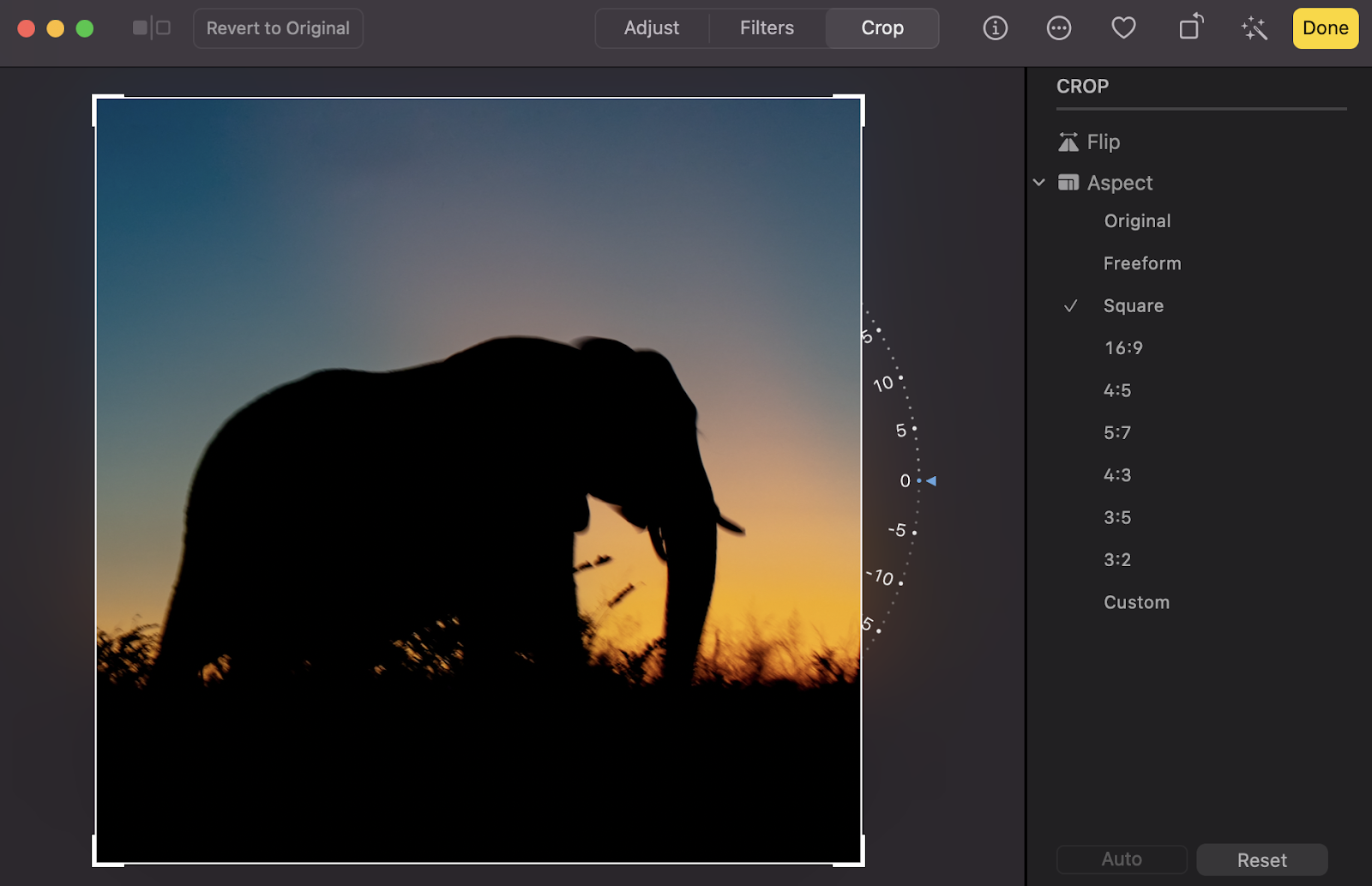 choosing an image aspect ratio on Mac
