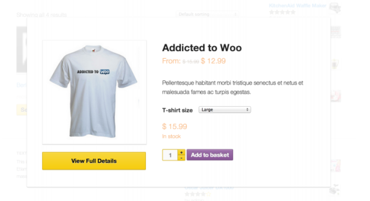 Quick View buttons in action on a product page