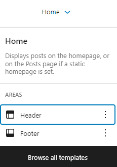 template options in the Site Editor