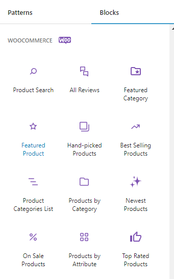 WooCommerce block options