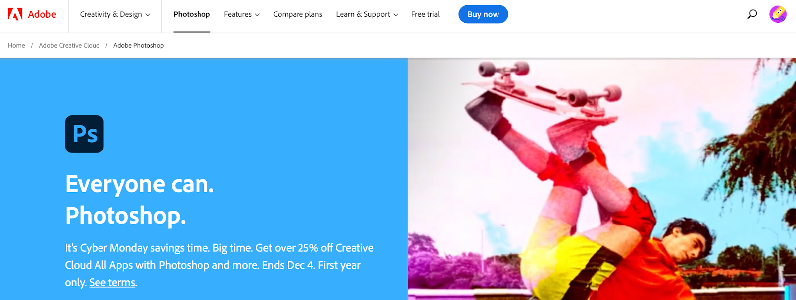 Adobe Photoshop homepage