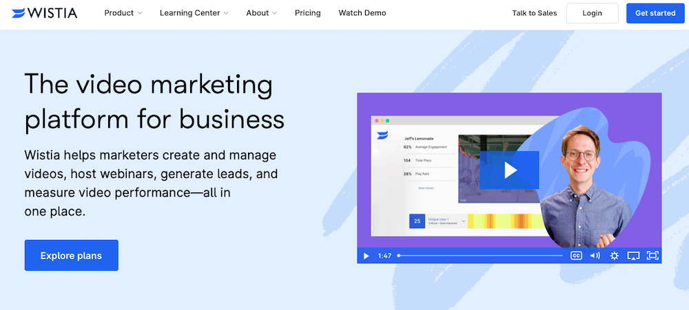 Wistia homepage design