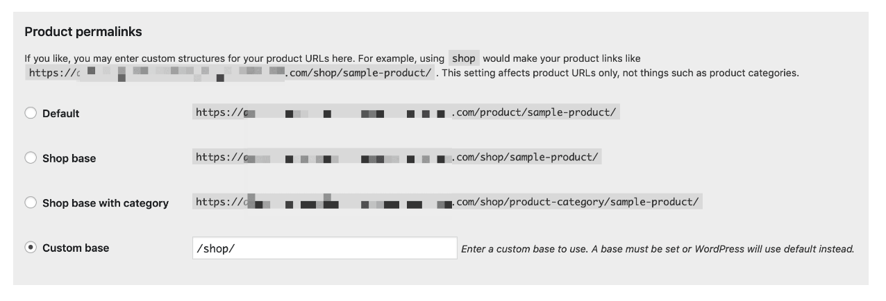 actualización de los enlaces permanentes de WooCommerce en WordPress