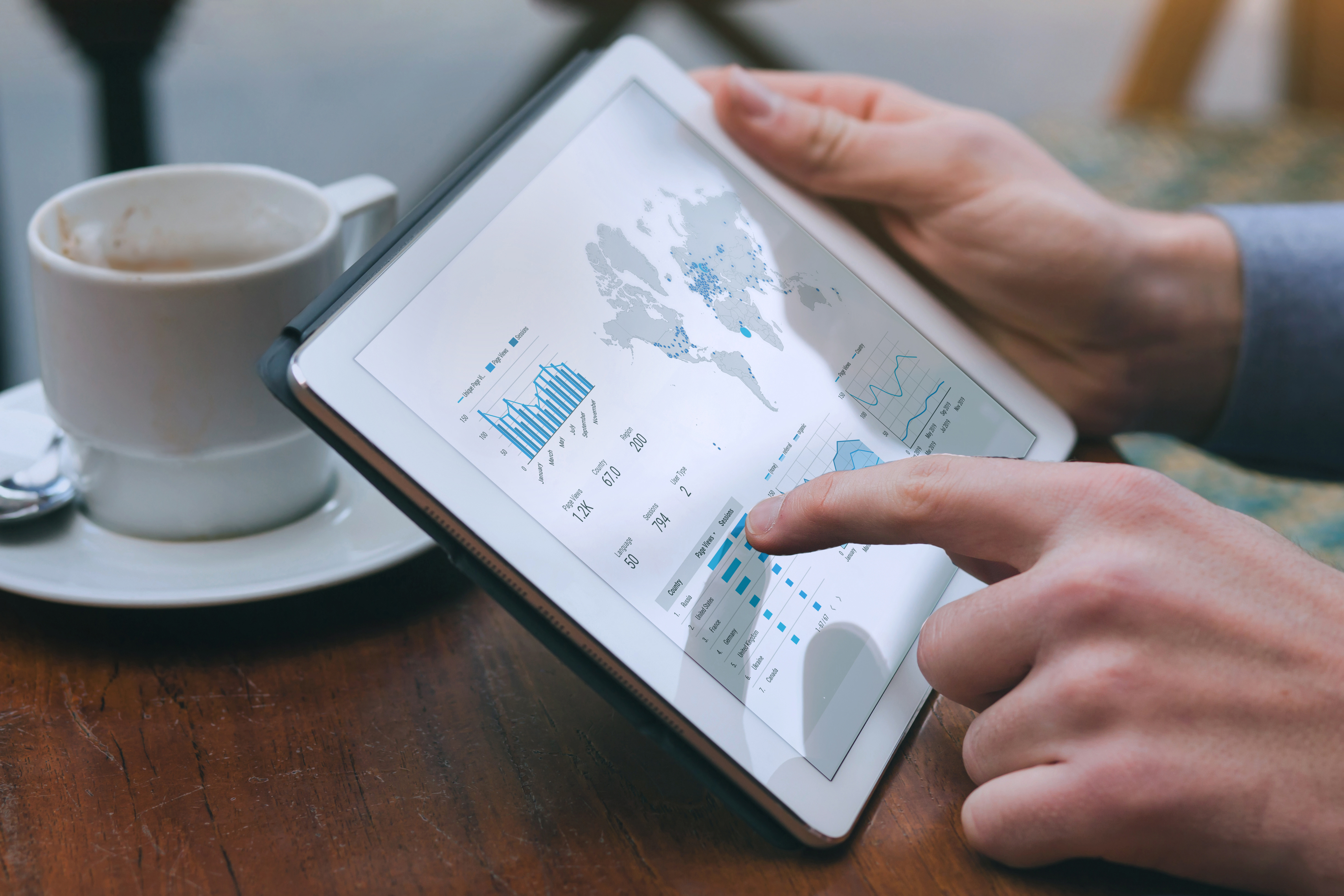 analytics on the screen of tablet