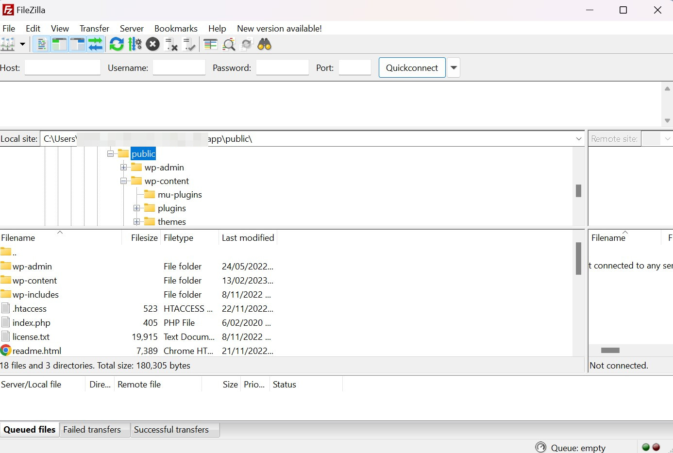 finding the php.ini file in FileZilla