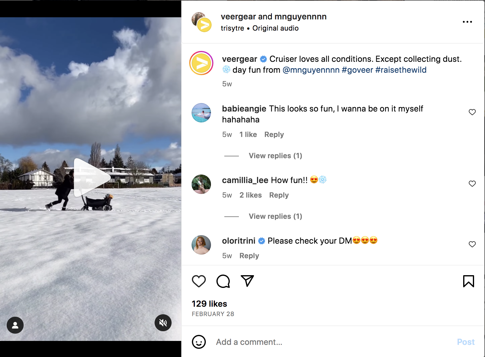 user-generated content in the form of an Instagram post from Veer