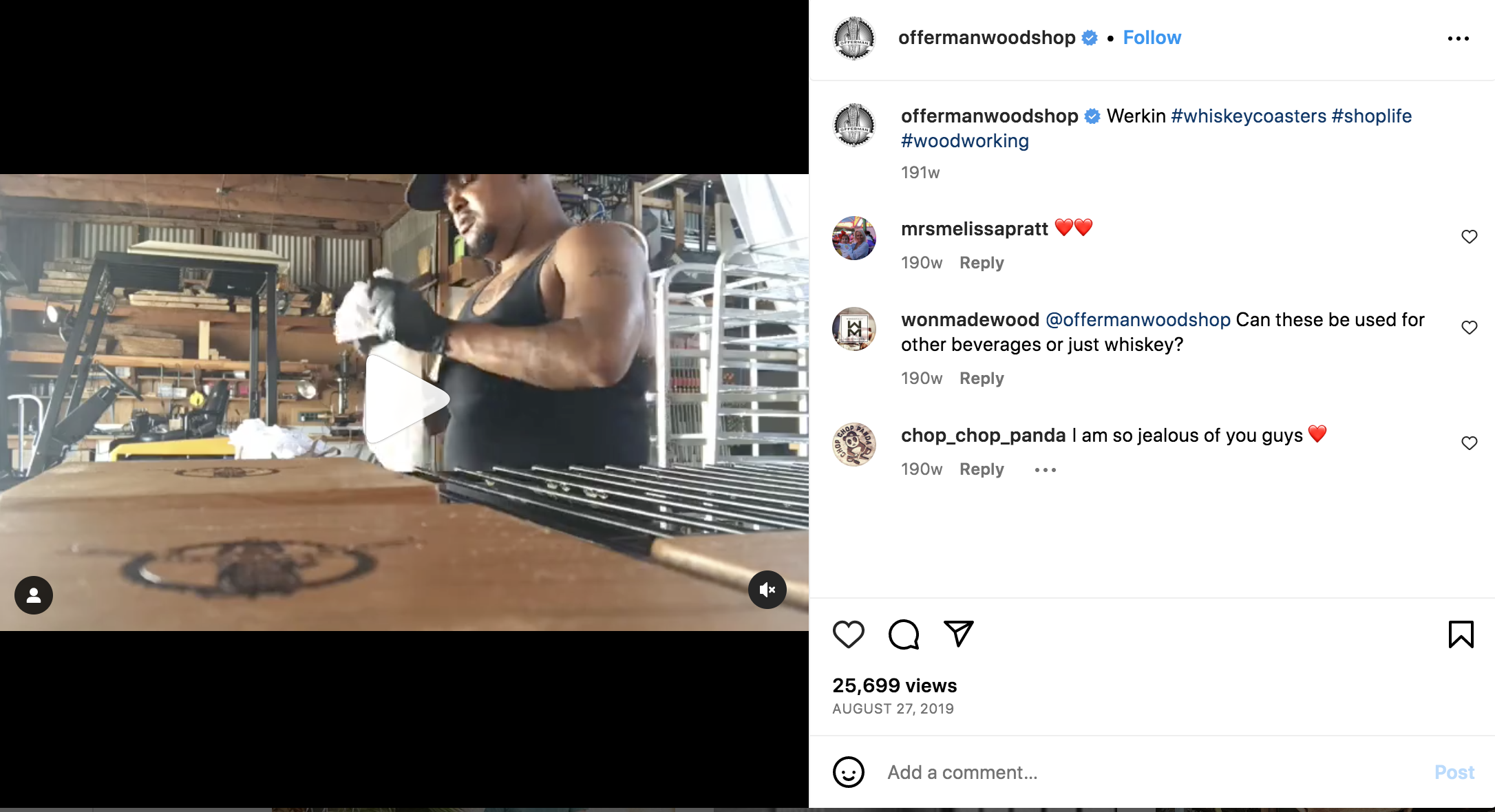 example of a look behind the scenes of Offerman Woodshop