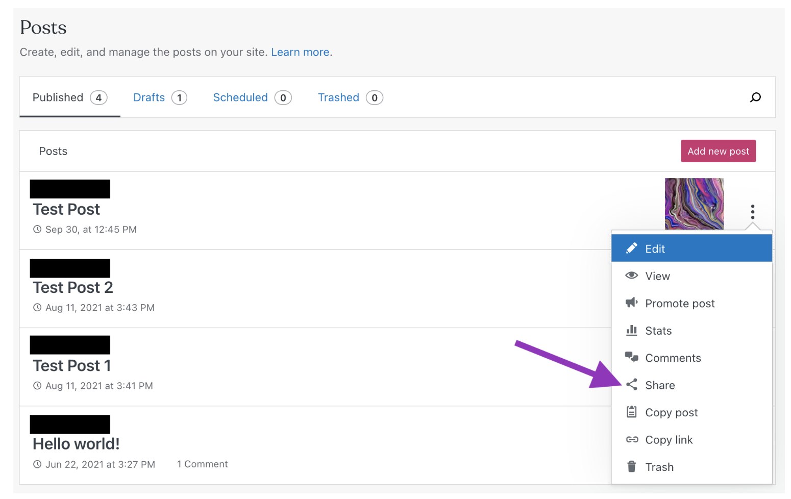 Jetpack Social sharing options