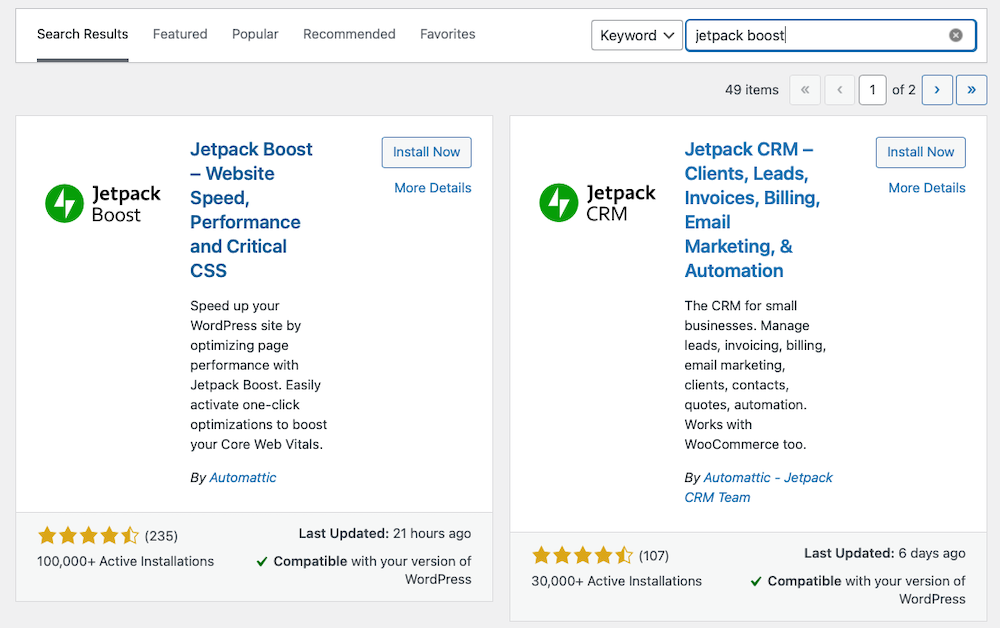 Jetpack Boost en el repositorio de plugins