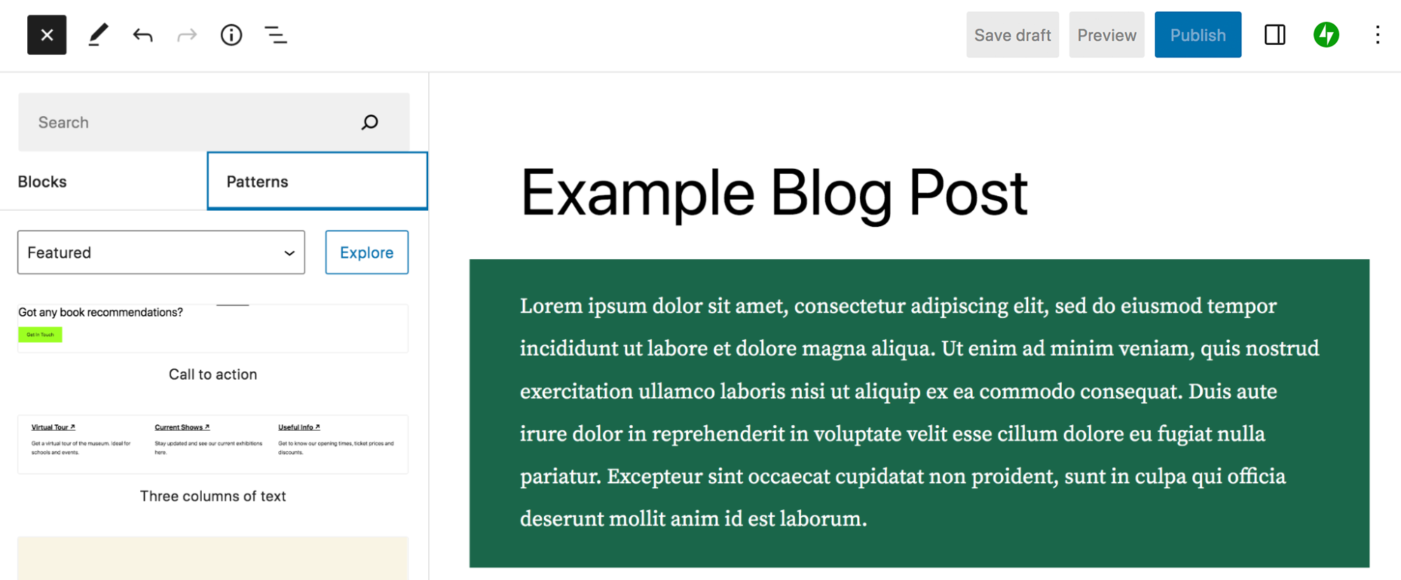 list of block patterns