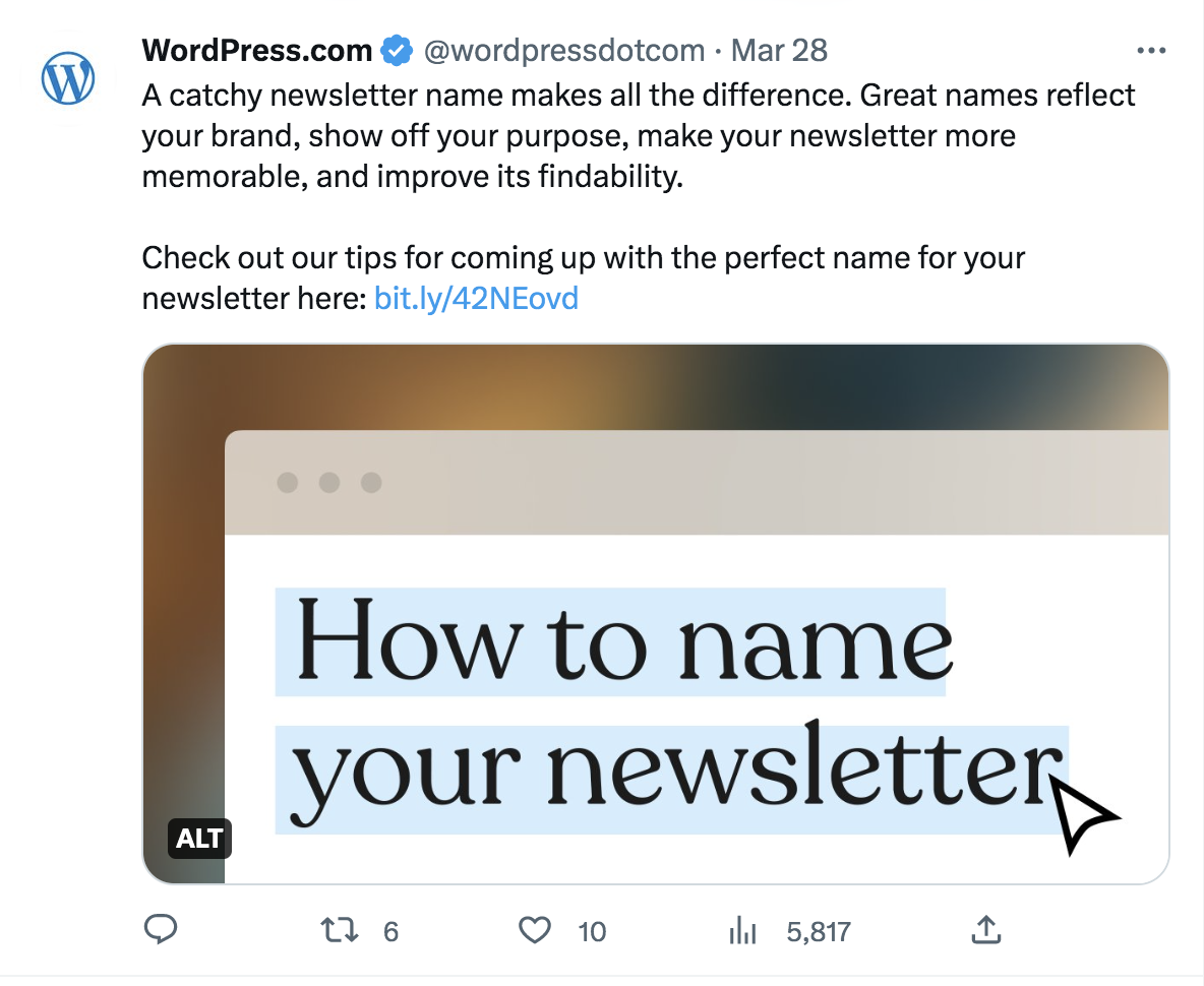 social media post from WordPress.com