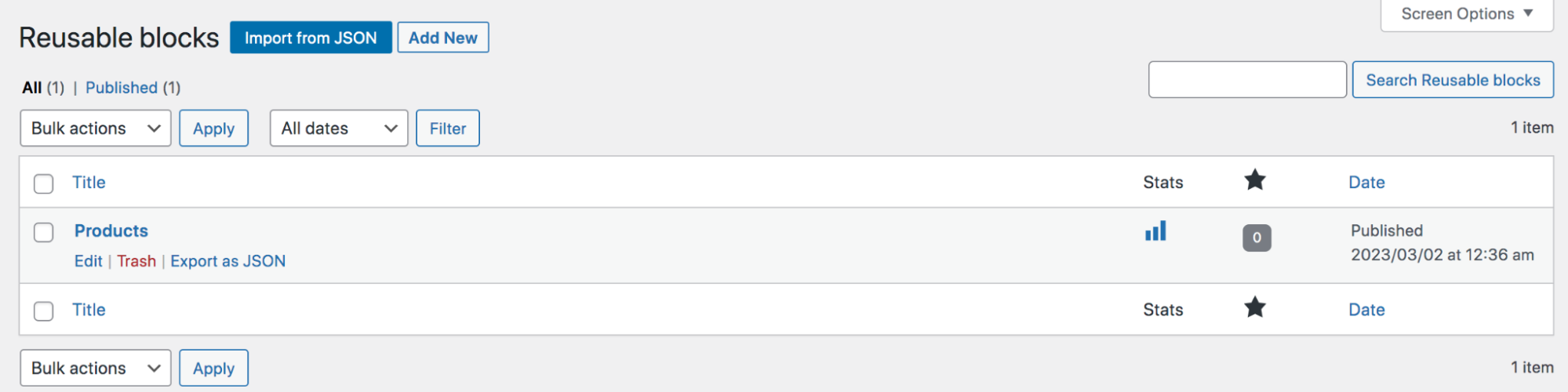 editing a list of reusable blocks