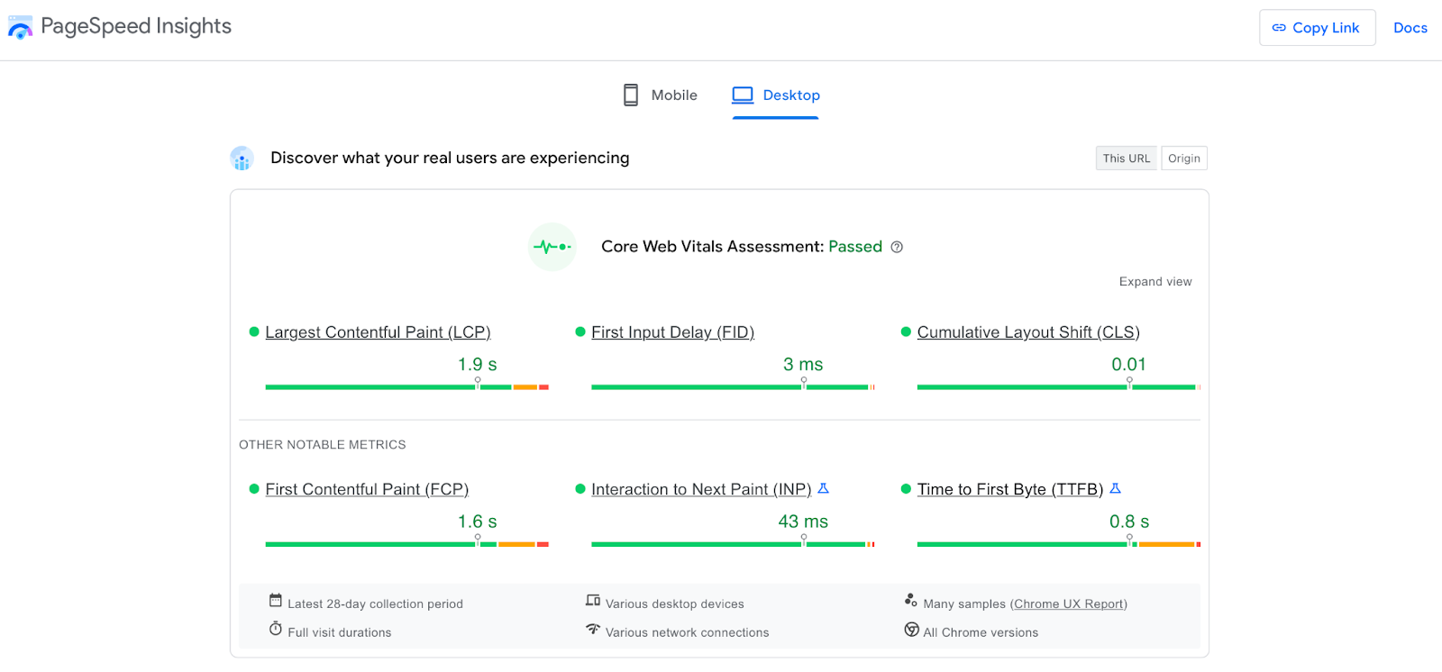 PageSpeed Insights report
