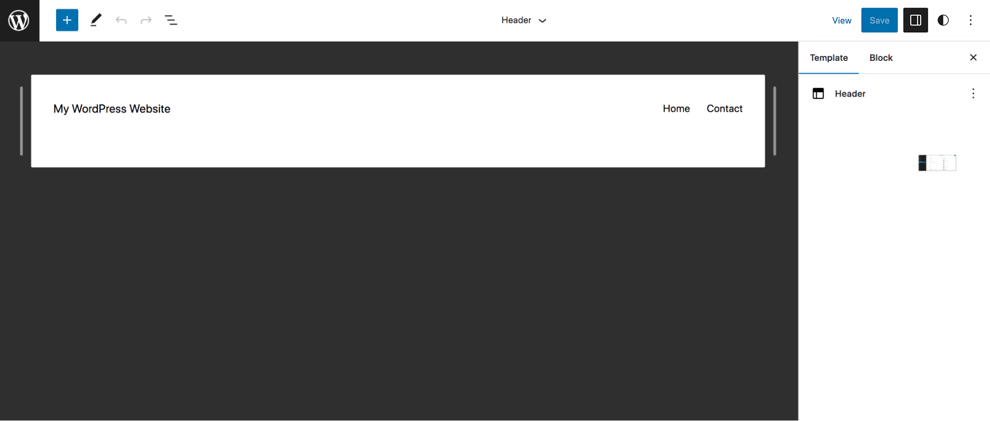 editing the header in the Site Editor