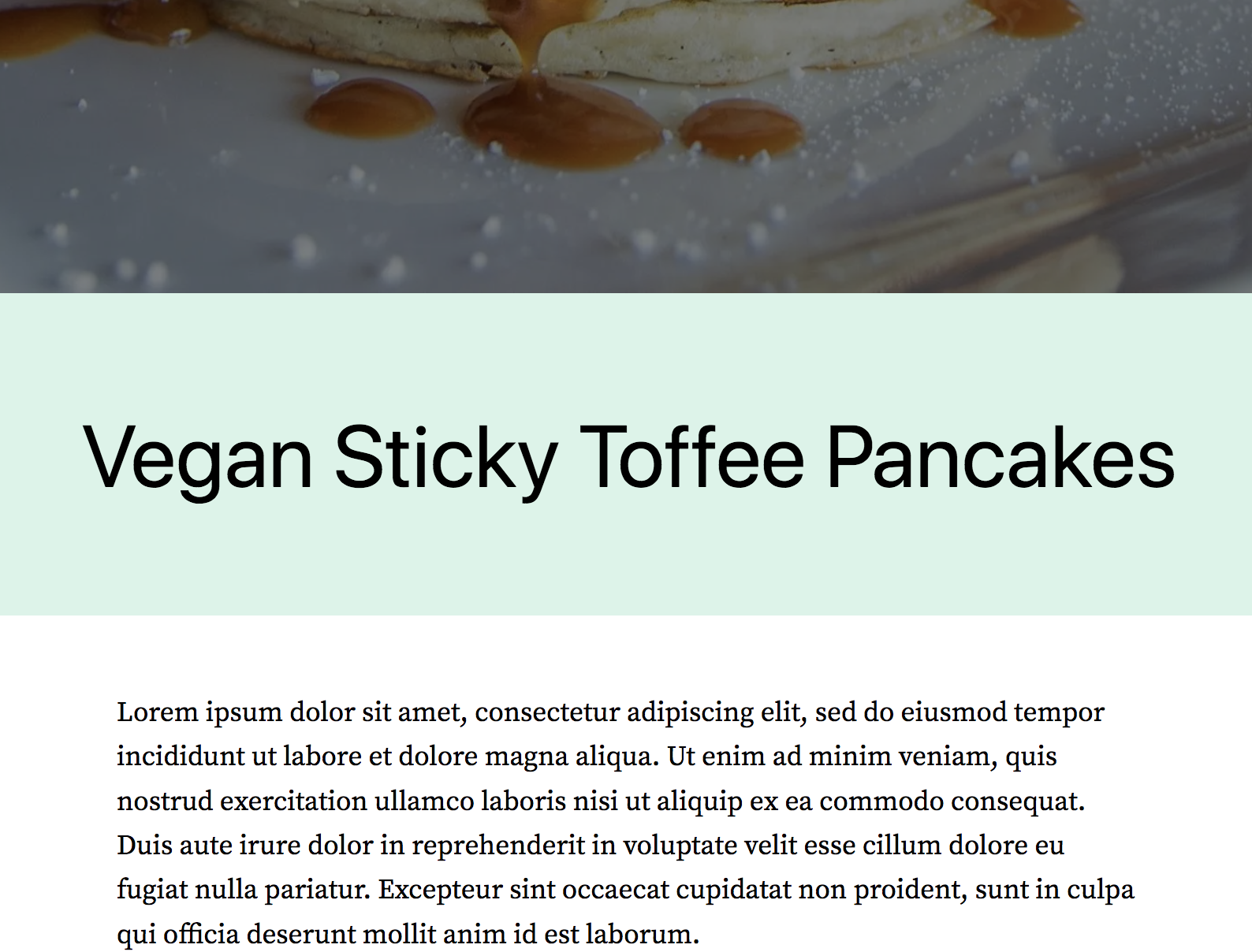 preview of the blog post template