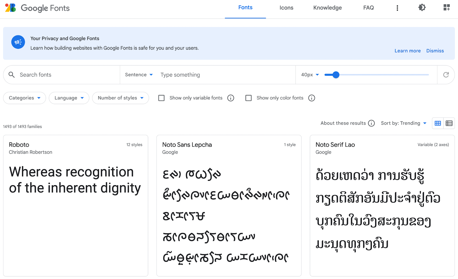 fonts inside the Google Fonts library