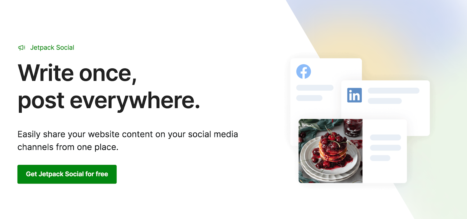 Jetpack Social homepage with information about features