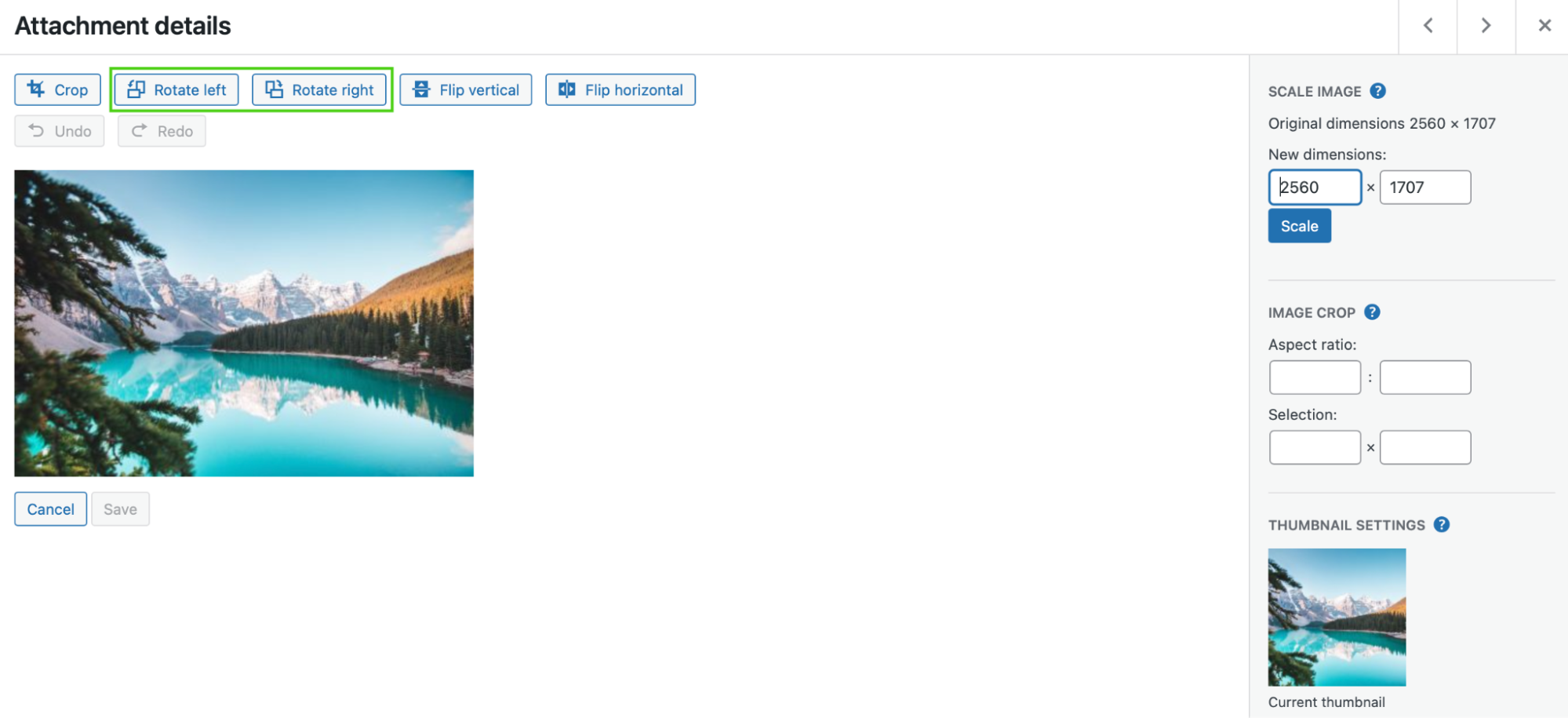 rotating an image in WordPress