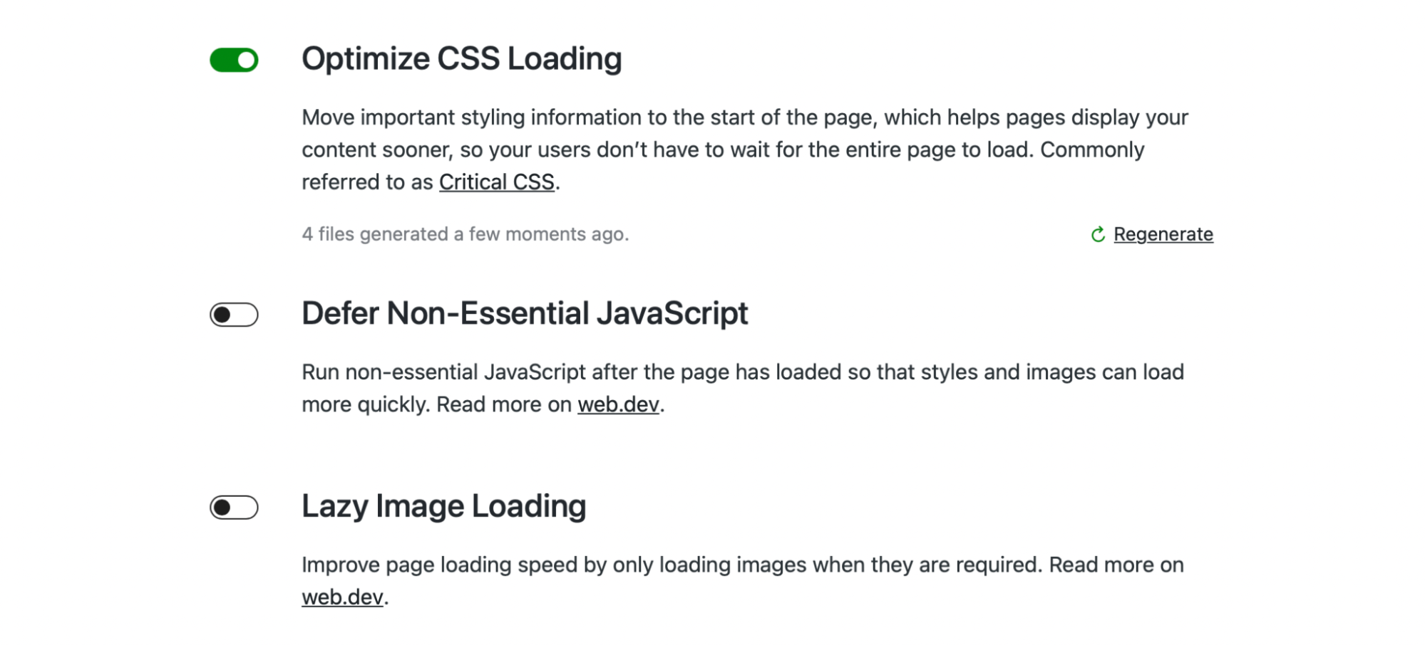 image options in Jetpack Boost
