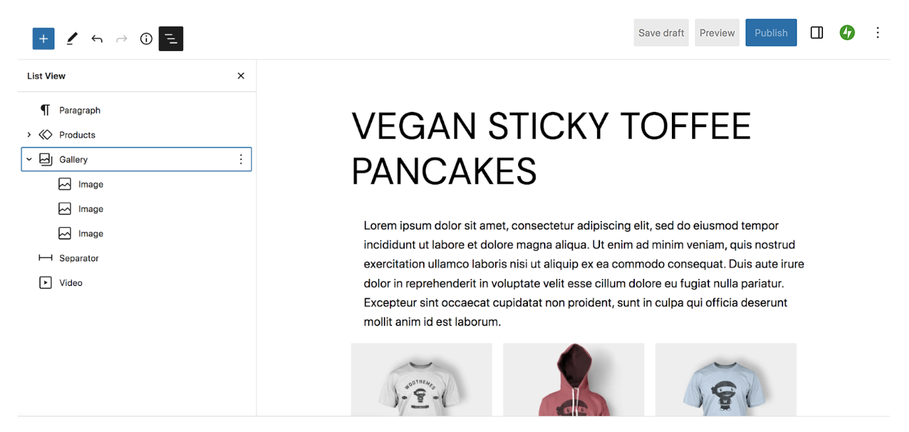viewing nested blocks in the list view