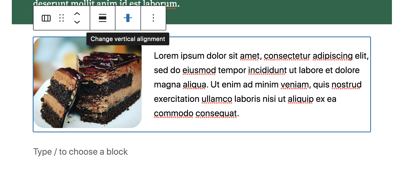 setting the vertical alignment for the two columns