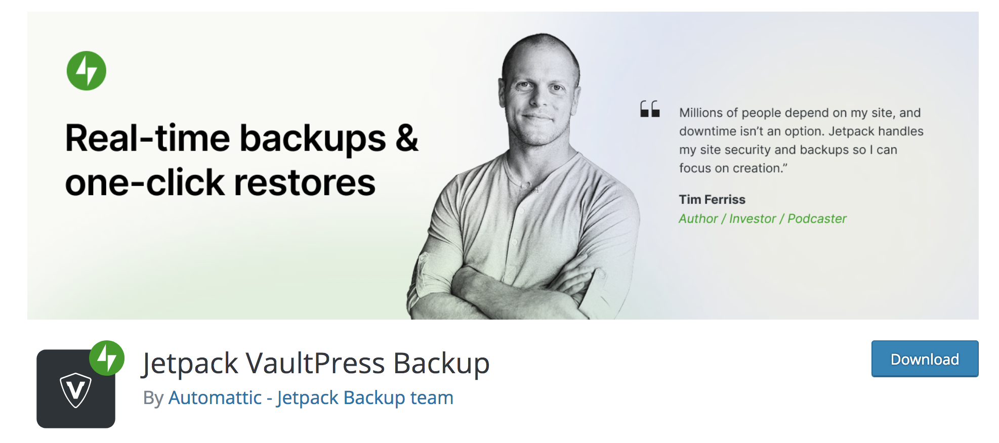 Jetpack VaultPress Backup plugin page