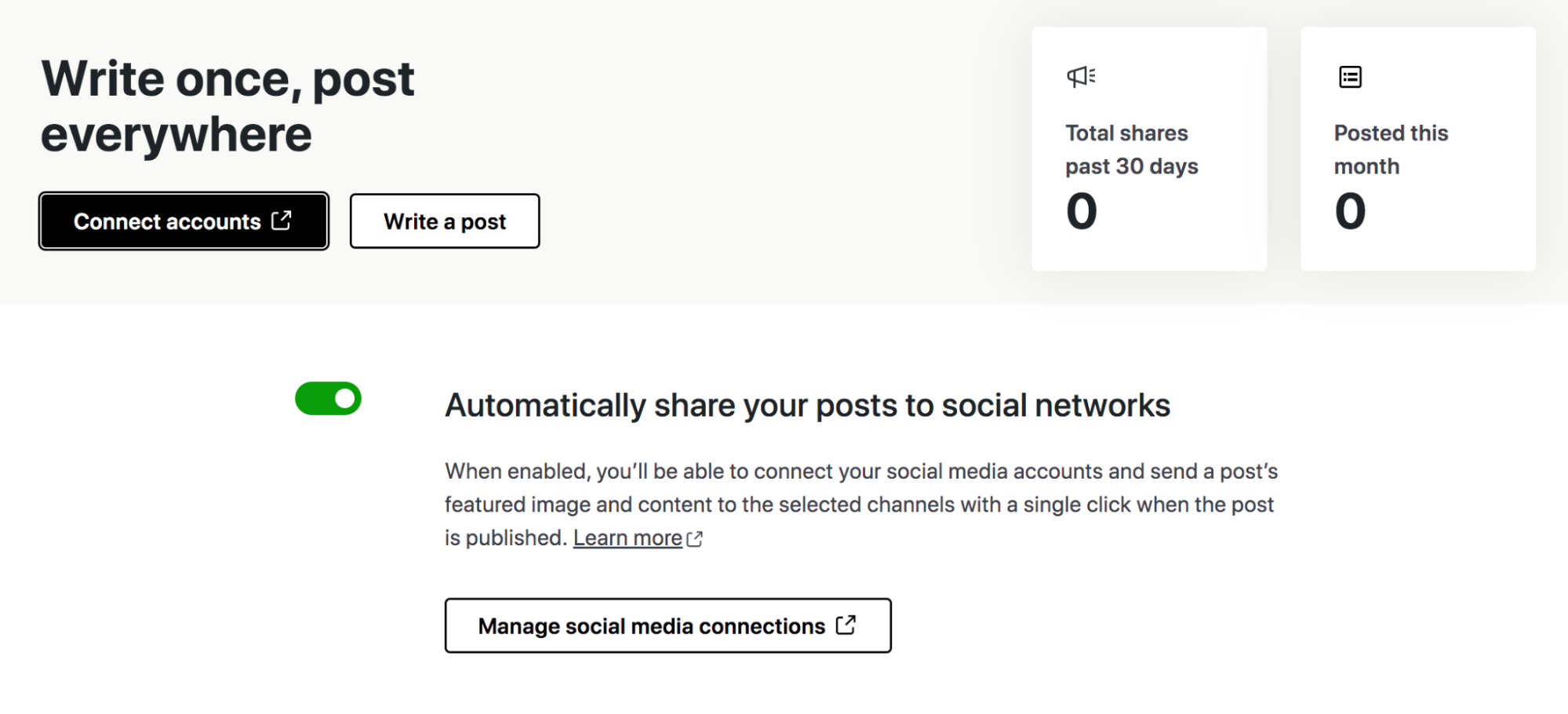 settings for Jetpack Social