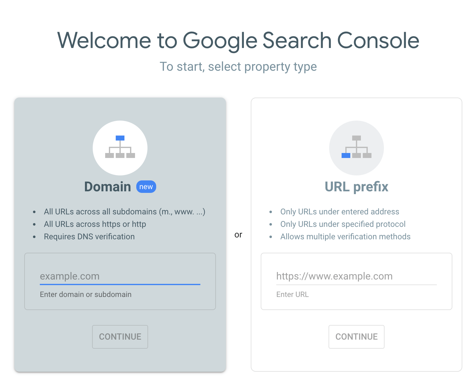 options to verify website with Google Search Console