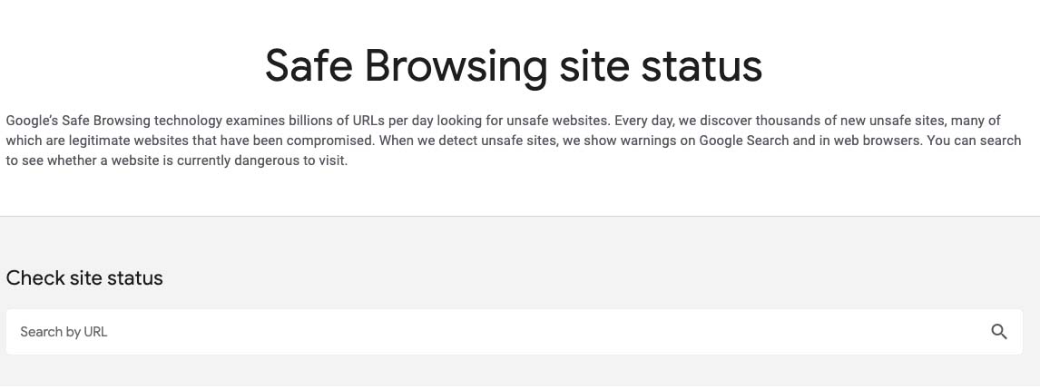 Safe Browsing site status.