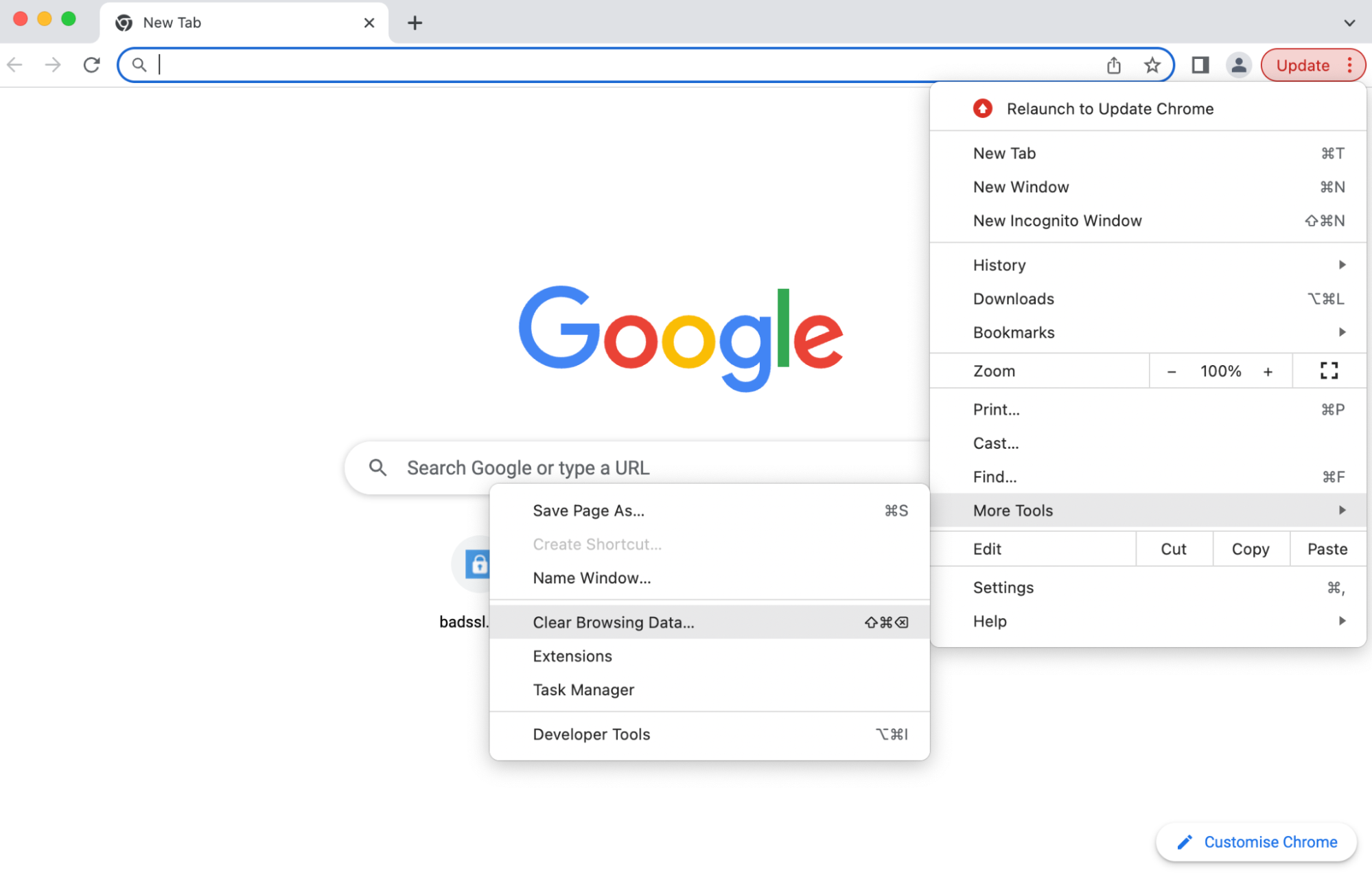 clearing browser cache in Chrome