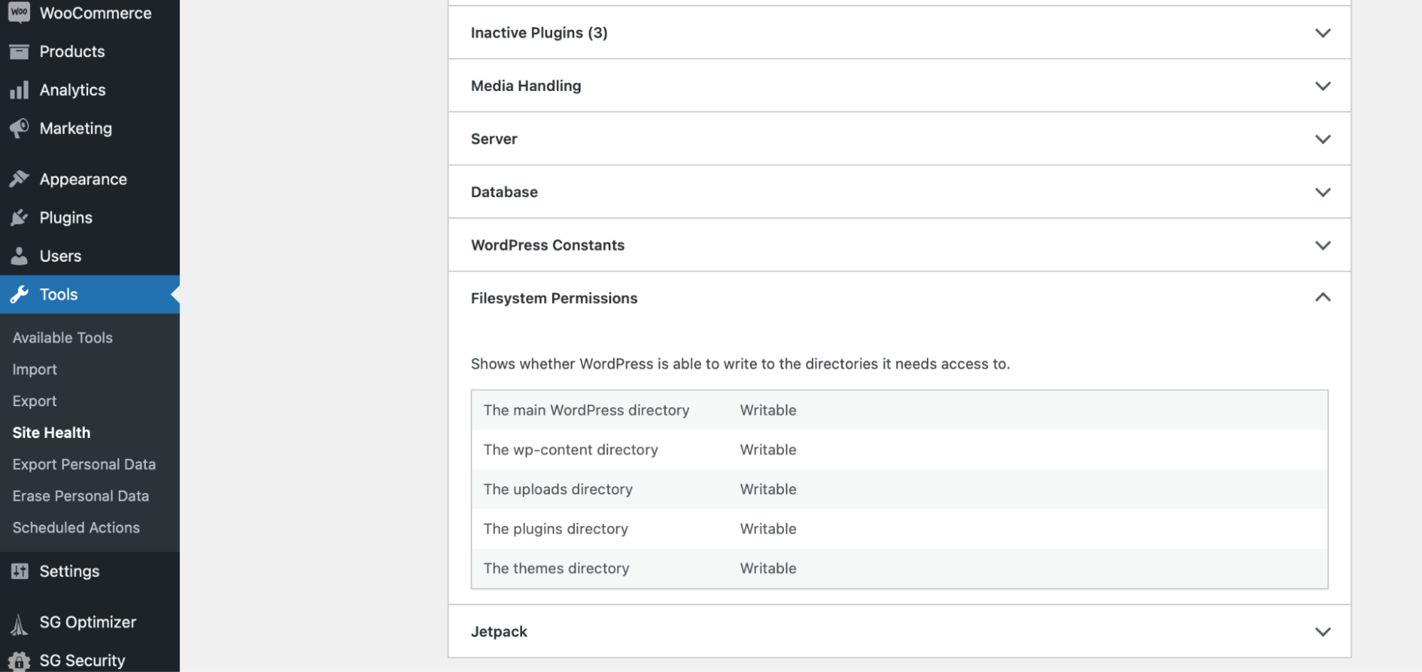 fillesystem permissions in WordPress