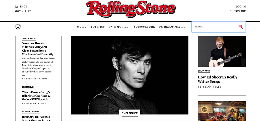 Rolling Stone Search Bar