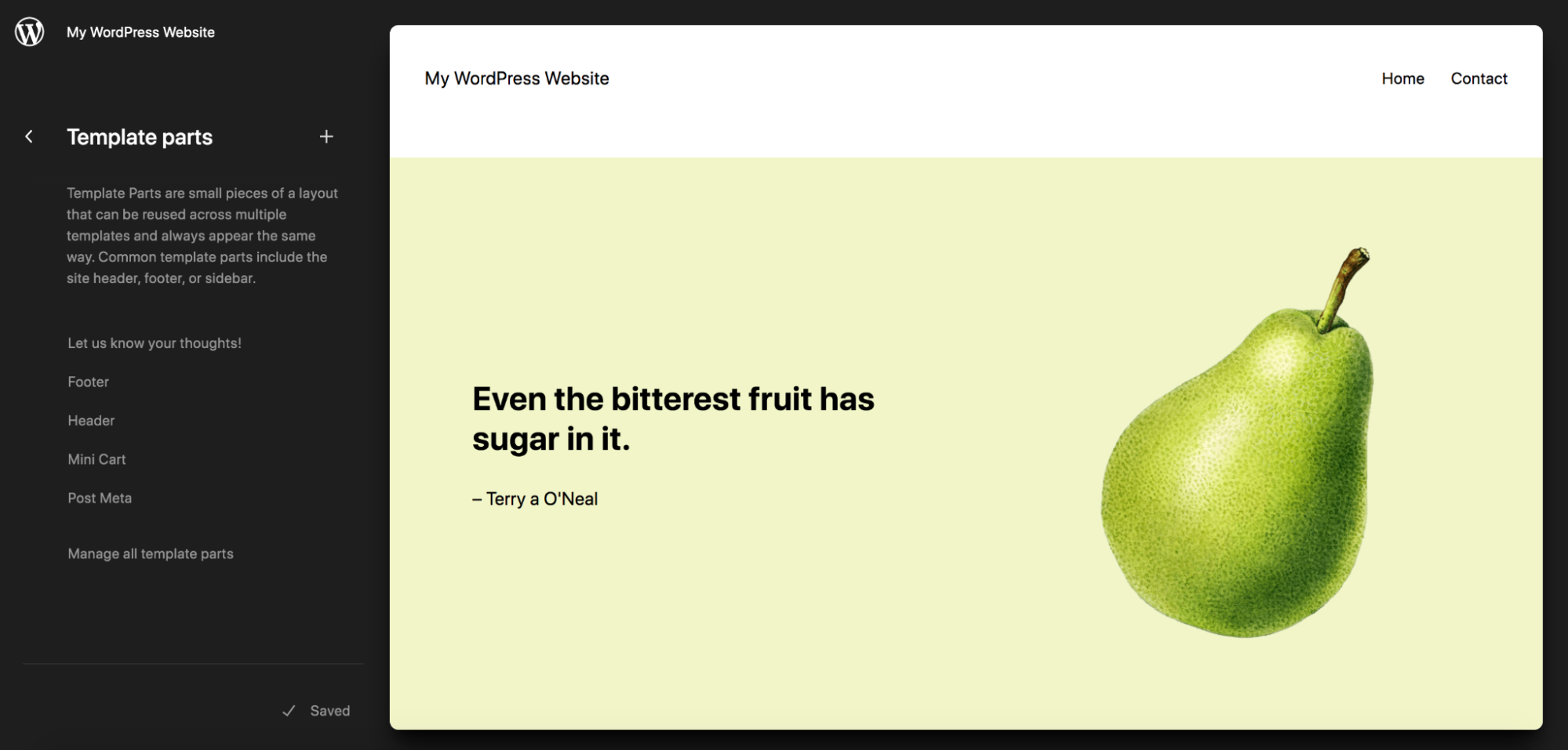 partes de plantilla de WordPress