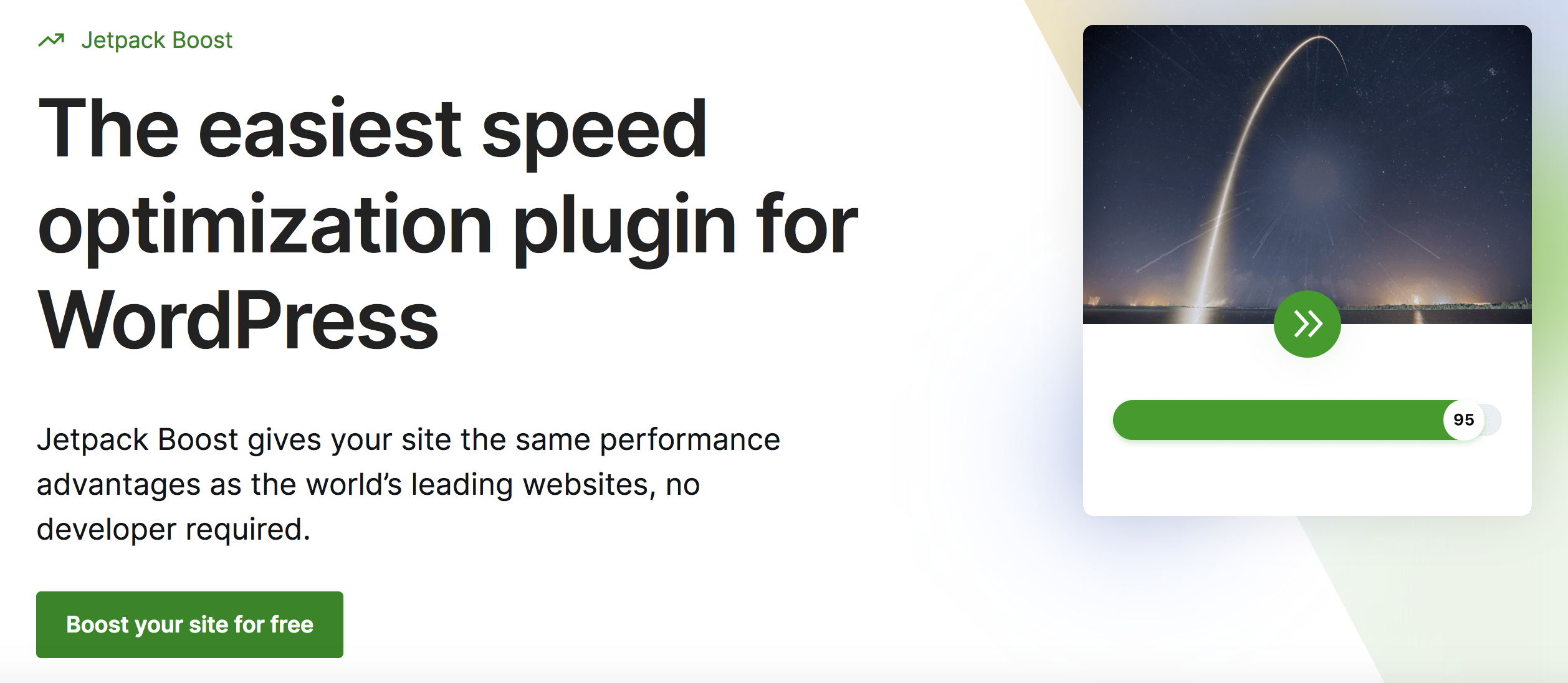 Jetpack Boost homepage with information about the tool
