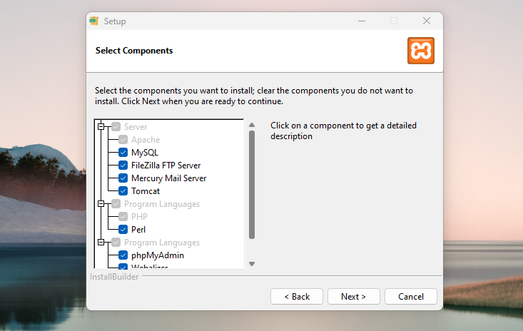 choosing components to install