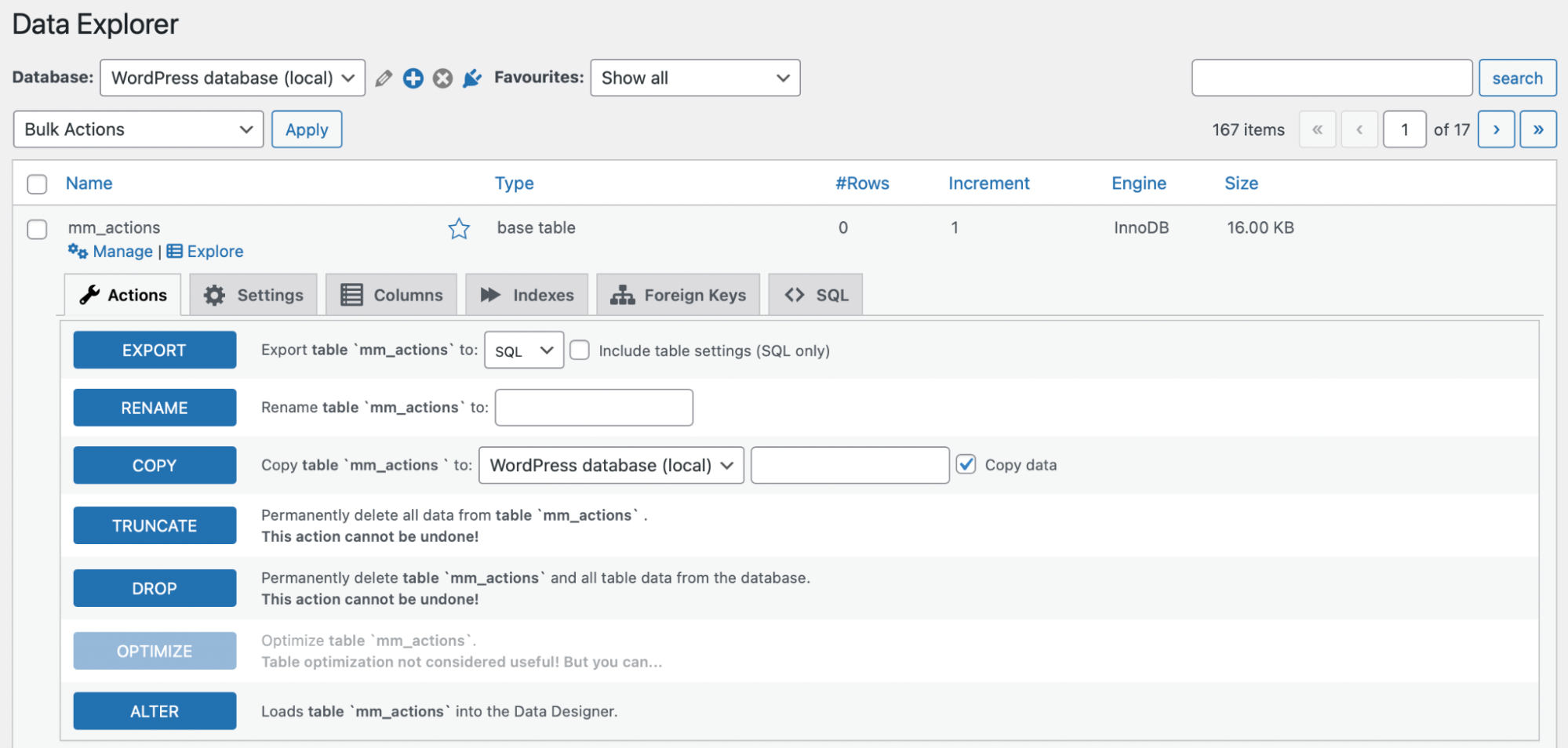 using the data explorer to edit tablees