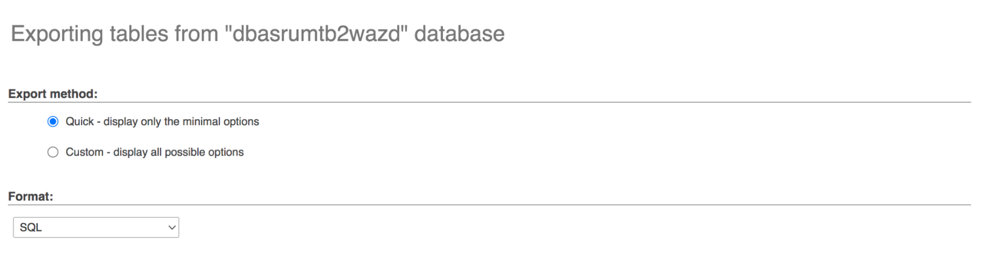 exporting a database