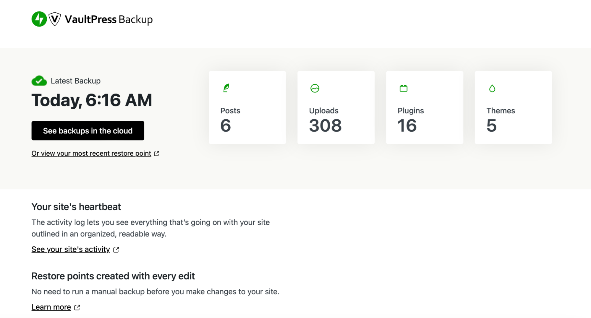 available backups with Jetpack