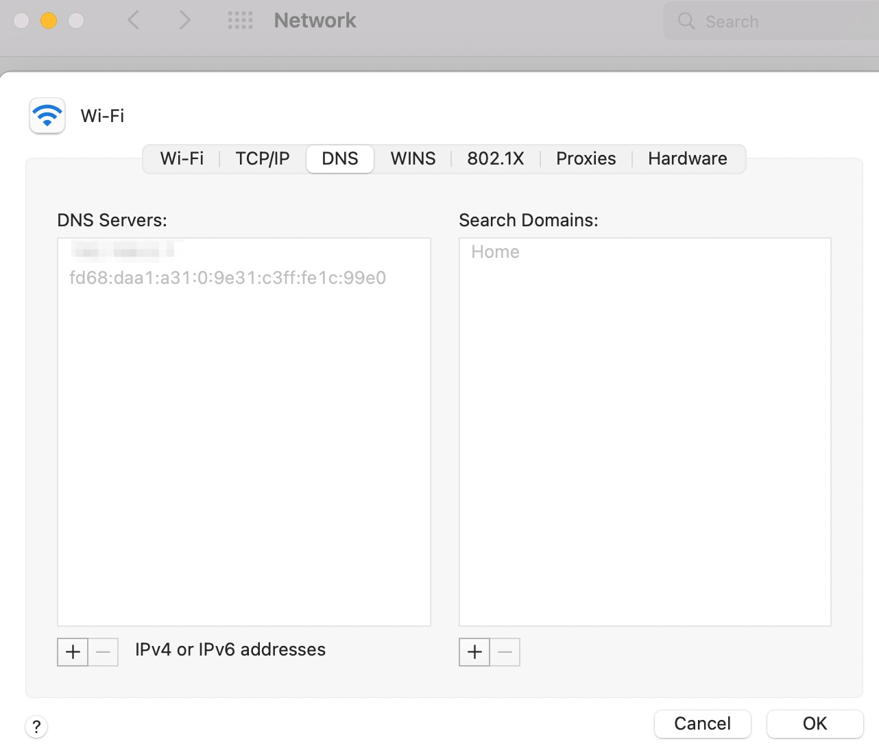 DNS settings on a computer
