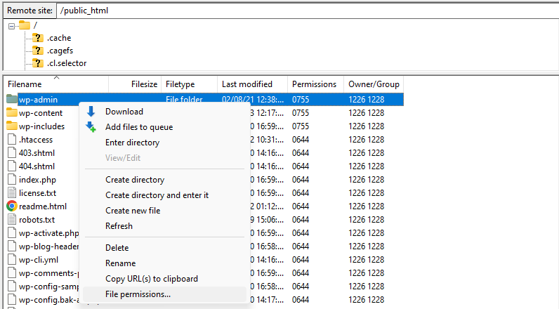 finding the wp-admin folder