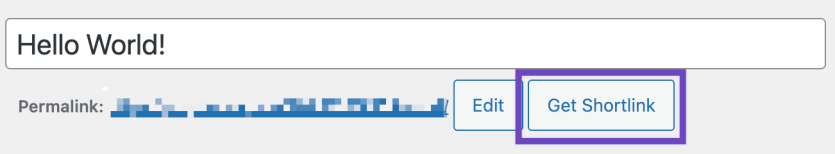 Get Shortlink button under the post title
