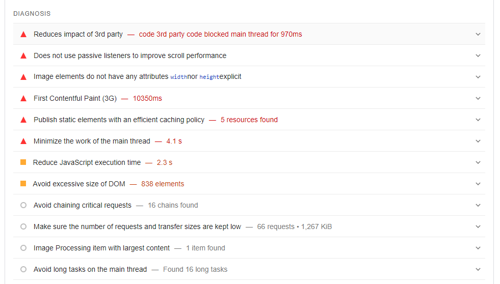 speed optimization tip from PageSpeed Insights