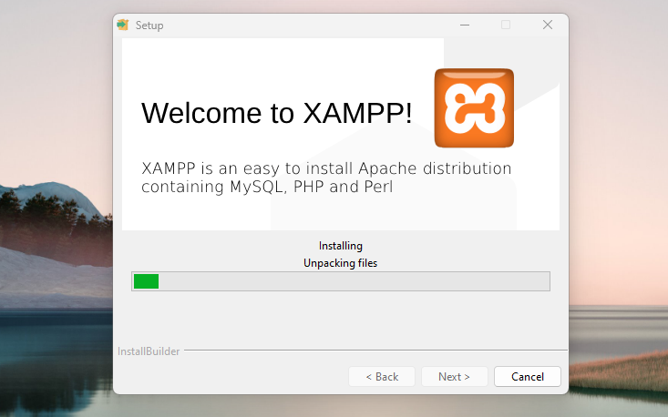 XAMPP installation process
