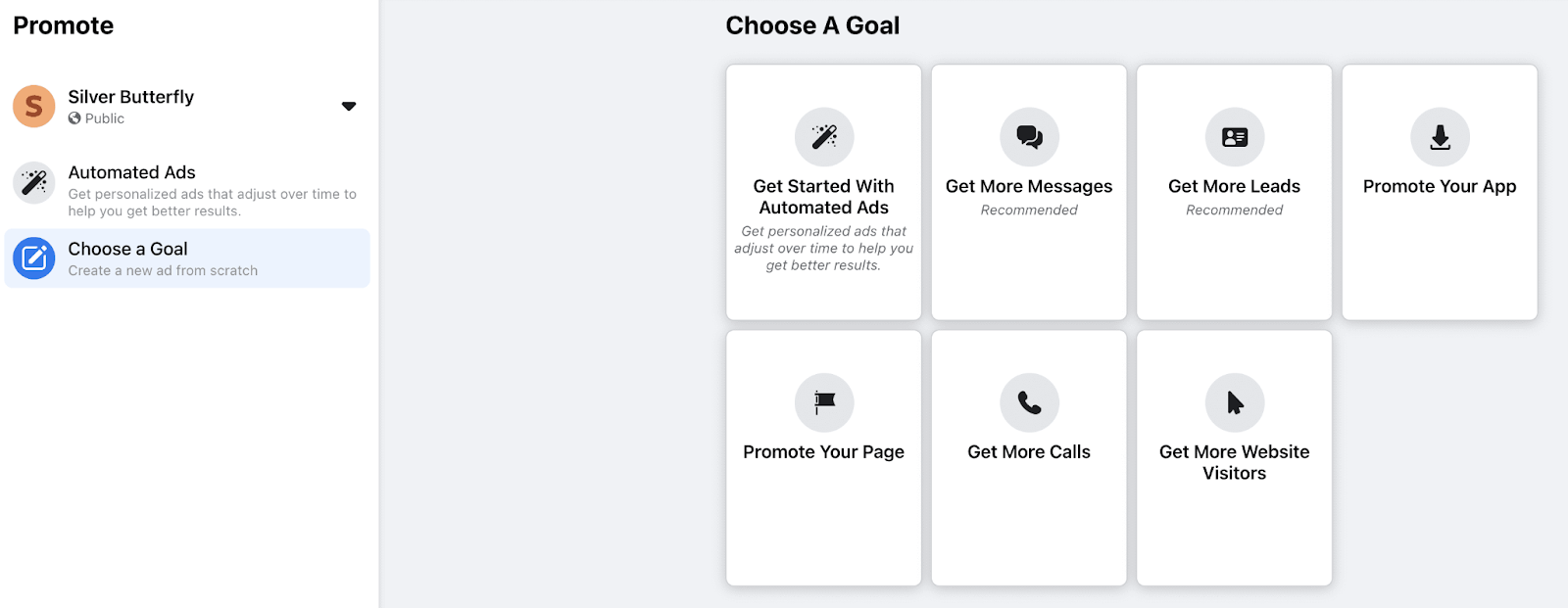 advertising options on Facebook