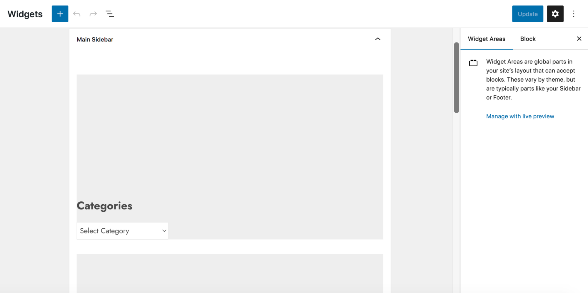 widgets inside of WordPress